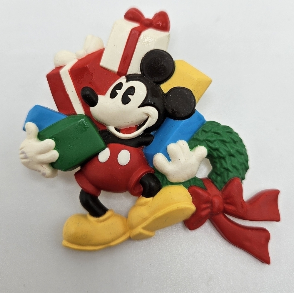 VINTAGE Disney Mickey Mouse Hallmark Christmas Large Brooch Pin 1990s